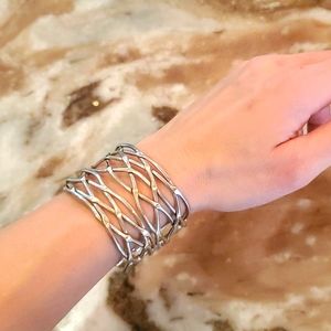 Unique silver plated brass cuff